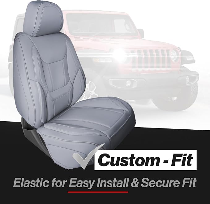 Coverland Custom SUV Car Seat Covers Front Seats for [2010-2023 Lexus GX 460] - Protector Car Seat Cover Water Resistant Leather Memory Form Back Support Seat Cushion [Front-Gray]