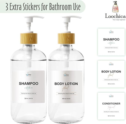 LOOCHICA 2 Pack Clear Glass Soap Dispenser