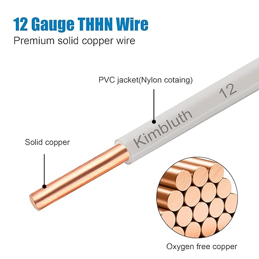 THHN Wire 12 Gauge 200 FT OFC Electrical Wire, 12 AWG Solid Copper Wire Rated