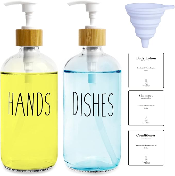 LOOCHICA 2 Pack Clear Glass Soap Dispenser
