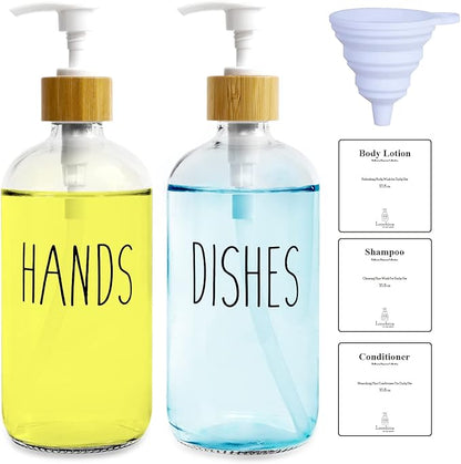 LOOCHICA 2 Pack Clear Glass Soap Dispenser