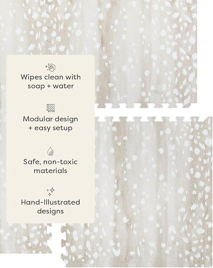 House of Noa Baby Play Mat – 4'x8' Shea Fawn – Set of 8 Tiles – Cushioned EVA Foam Play Mat for Floor, Soft Interlocking Baby Crawling Mats for Hard Floors