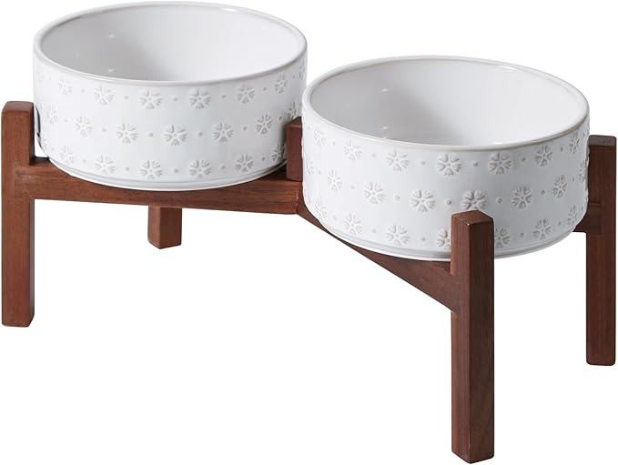 7.3inch Ceramic Raised Double Bowls Set