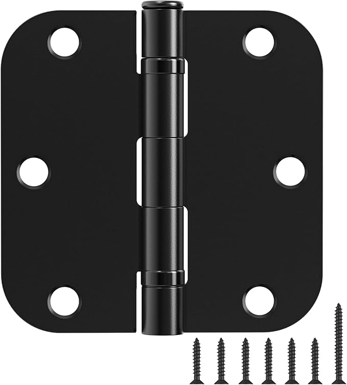 30 Pack Ball Bearing Matte Black Door Hinges 3.5 Inch 5/8" Radius Round Squeak