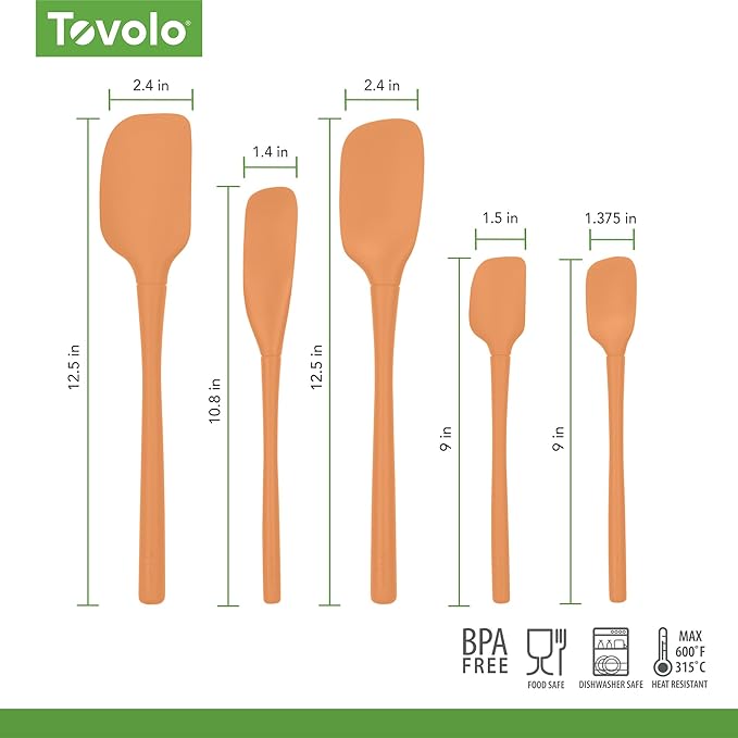 Tovolo Flex Core 5 Piece Silicone Spatula Set Heat Resistant All Silicone