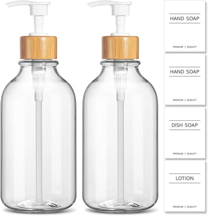 KASUNTING Clear Soap Dispenser, 2 Pack Plastic Dish Soap Dispenser