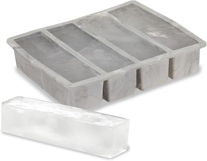 Host Ice Cube Tray, Makes Four 5-Inch Long Cubes, Durable Silicone Trays
