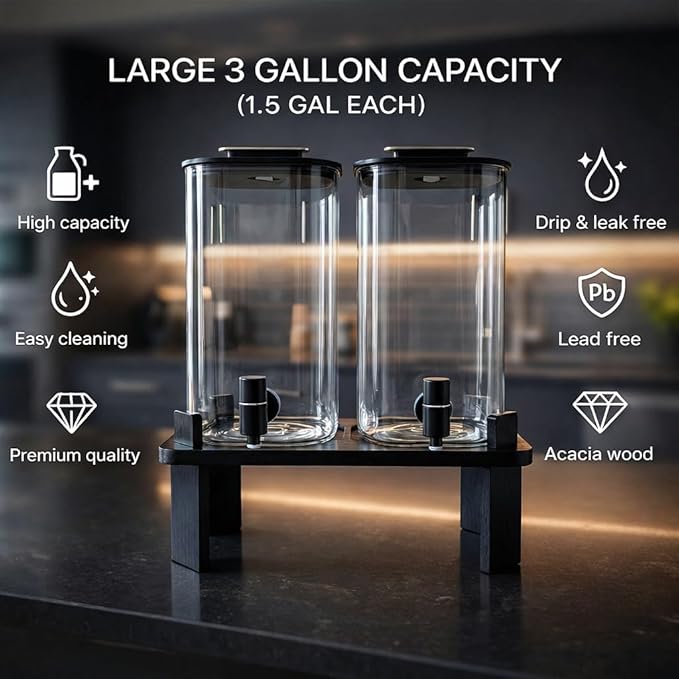 2 PCS 3 Gallon Drink dispenser, Glass Beverage Dispenser