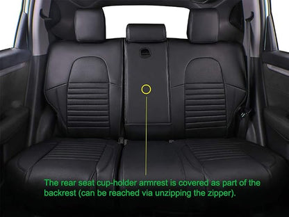 EKR CRV Seat Covers Custom Fit for Honda CRV 2015 2016 Full Set Car Seat Cover for SUV, Leather Truck Seat Protectors,Faux Leather(Black)