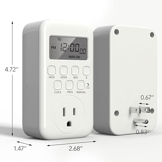 BN-LINK Indoor Digital Timer Outlet, Single Outlet 7 Day Programmable Light