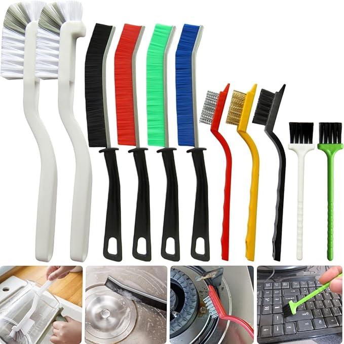 11Pcs Crevice Cleaning Brush Set, Hard Bristle Gap Cleaner Brushes, Tight Spaces