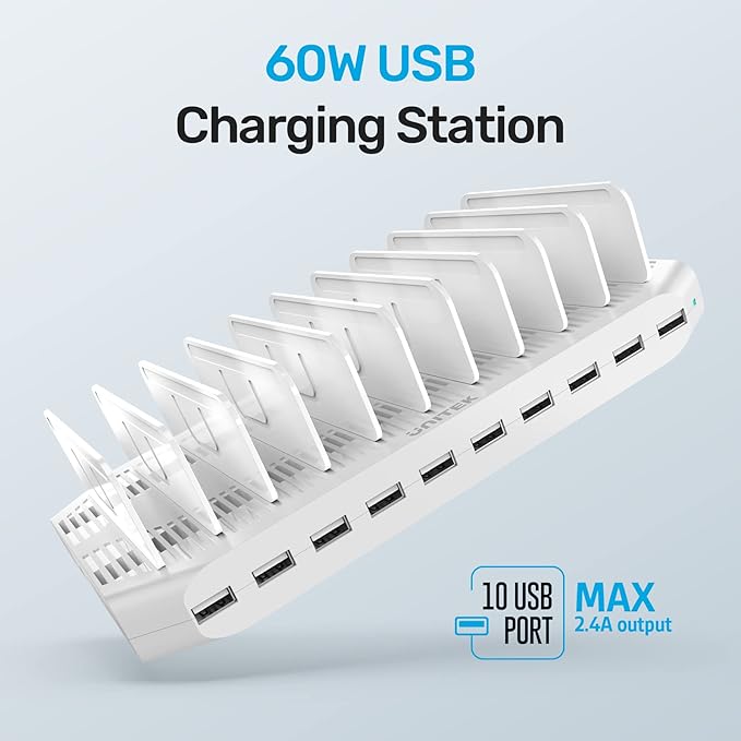 【5PCS】 Unitek Multi Charging Station, 10-Port USB Charger