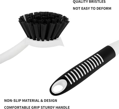 Dish Brush with Handle, 2 Pack Scrub Brushes with Built-in Scraper