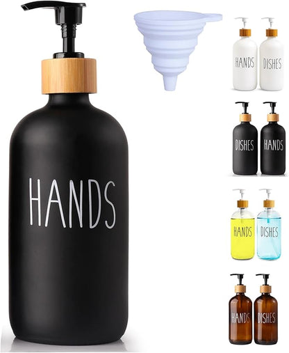 LOOCHICA Black Glass Kitchen Soap Dispenser, Detergent Dispenser or Hands Soap
