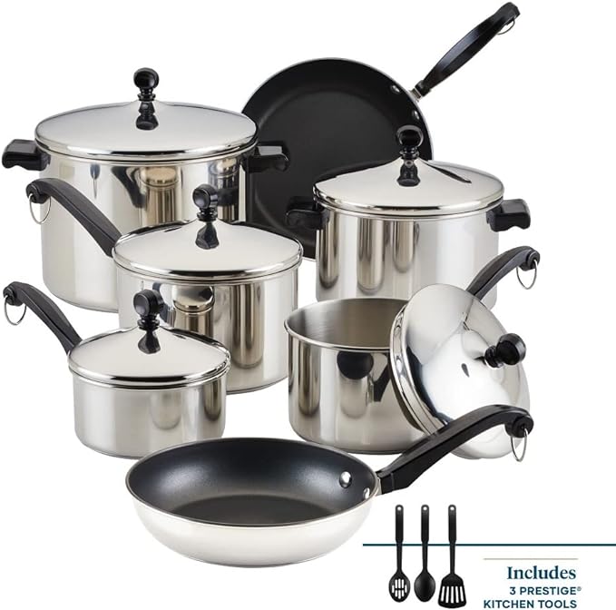 Farberware Classic Stainless Steel Cookware Pots and Pans Set