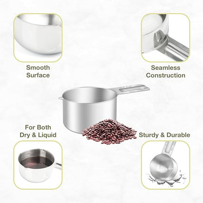 2PCS 3/4Cup Single Measuring Cup, Etched Inner Scale Stainless Steel Measure