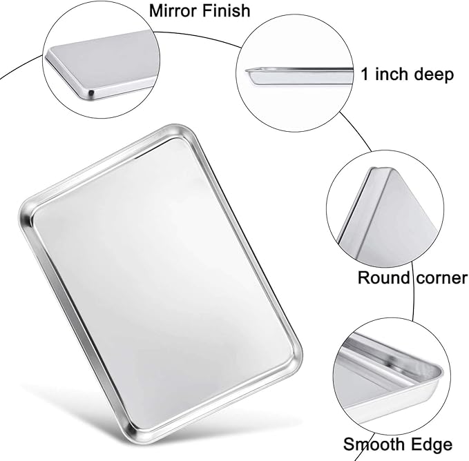 TeamFar Baking Sheet with Cooling Rack, Stainless Steel Half Size Cookie Sheet