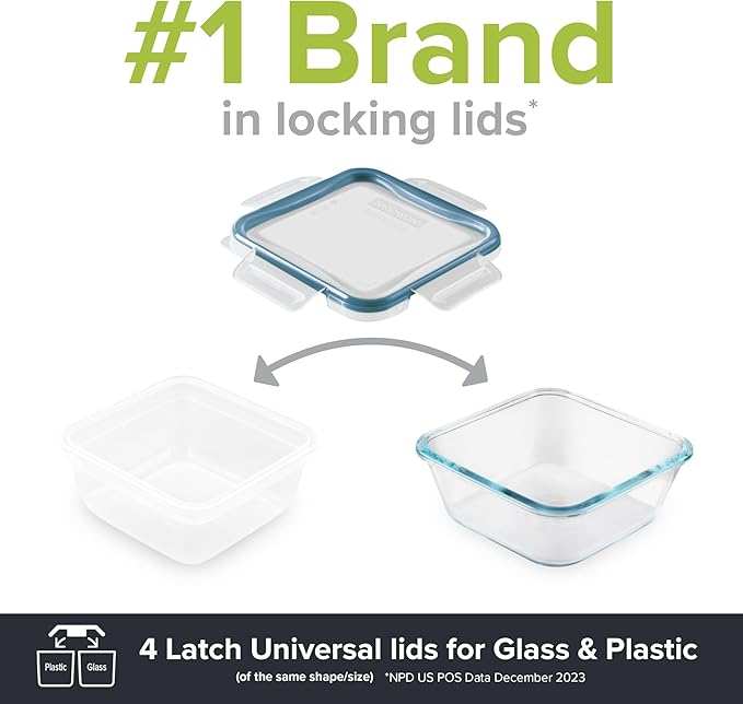 Snapware Total Solution 16-Pc Plastic Food Storage Containers Set,(4) 2-Cup & (4) 1.2-Cup Round Meal Prep Container, BPA-Free Lids with 4 Locking Tabs, Microwave, Dishwasher, and Freezer Safe