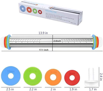 Adjustable Rolling Pin with Thickness Rings