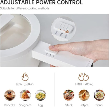 olakys. Electric Hot Pot, 1.5L Mini Hot Pot, Ceramic Glaze Non-stick Portable