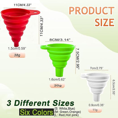 Kitchen Funnel Set of 6, Large Medium and Small, 2025 Upgrade Silicone Kitchen