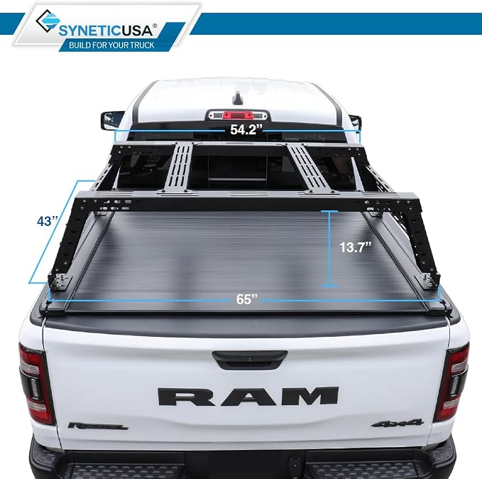 Syneticusa ER Power Retract Hard Tonneau Cover with R3 Rack Fits 2004-2026 Ford F-150 5.5' (67”) (incl. Raptor/Lightning) Truck Bed Overlanding Off Road Retractable