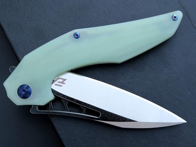 Eafengrow EF226 Folding Knives D2 Blade and G10 Handle Knife Outdoor Camping Hiking EDC Tools (Jade)