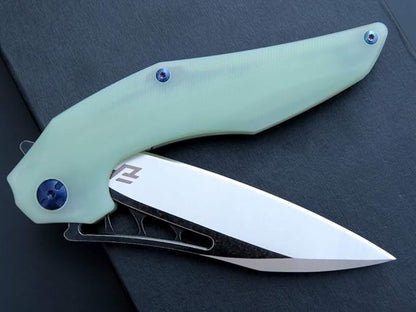 Eafengrow EF226 Folding Knives D2 Blade and G10 Handle Knife Outdoor Camping Hiking EDC Tools (Jade)
