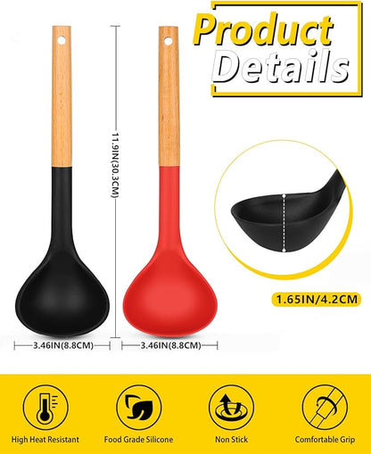 Pack of 2 Soup Ladle, Silicone Ladle Spoon