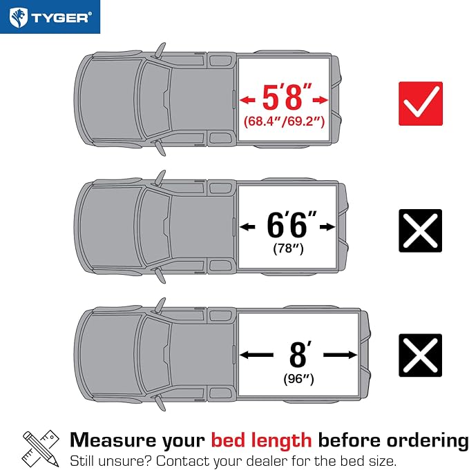 Tyger Auto T3 Soft Tri-Fold Truck Bed Tonneau Cover Compatible with 2004-2006 Chevy Silverado / GMC Sierra 1500 | 2007 Classic ONLY | Fleetside 5'8" Bed (69") | TG-BC3C1008 , Black