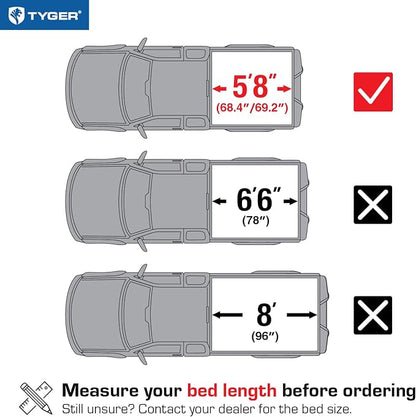 Tyger Auto T3 Soft Tri-Fold Truck Bed Tonneau Cover Compatible with 2004-2006 Chevy Silverado / GMC Sierra 1500 | 2007 Classic ONLY | Fleetside 5'8" Bed (69") | TG-BC3C1008 , Black