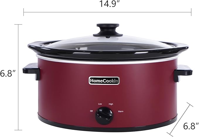 HOMECOOKIN 6 Quart Slow Cooker Oval Manual Pot Food Warmer