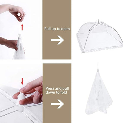 2 Pack Pop-Up Mesh Food Covers, 17 Inches Umbrella-Style Folding Mesh Food