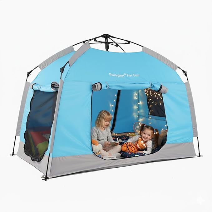 Easy Set Up Kids Playhouse with Nice LED Light Strip and 3 Large Opens,Portable Children Play Tent & Privacy Room for Indoor & Outdoor Games with Carry Bag-Free Space for Toddlers-Birthday Gifts