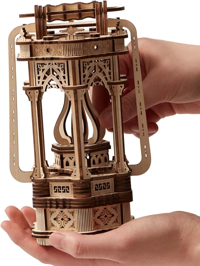 3D Wooden Puzzles for Adults 145pcs LED Light Vintage Lantern DIY Wooden Assembly Kit for Teens Home Decor