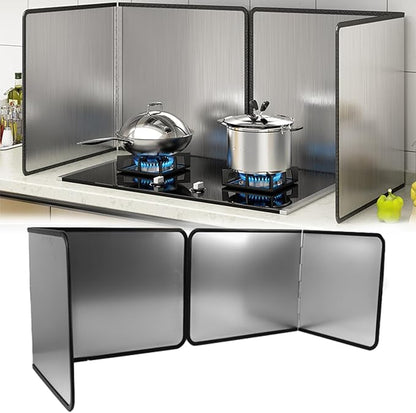 4 Sided Splatter Guard, Foldable Stainless Steel Oil Splatter Screens, Oil
