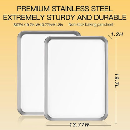Commercial Quality Baking Sheet Pan Set, Natural Stainless Steel Cookie Sheet