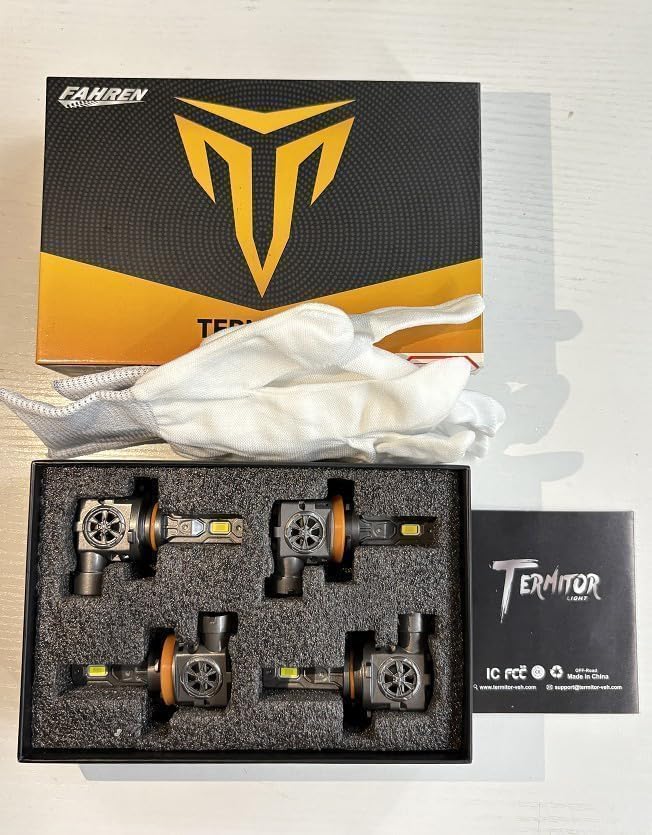 Termitor Latest 9005 H11 Fog Light Bulbs, H9 HB3 Halogen for Off-road only | 70K Lumens, 6500K Daylight White, No Adapter Required, Easy Install, 70,000hrs+ Lifespan, IP68, 1: 1 size, Pack of 2
