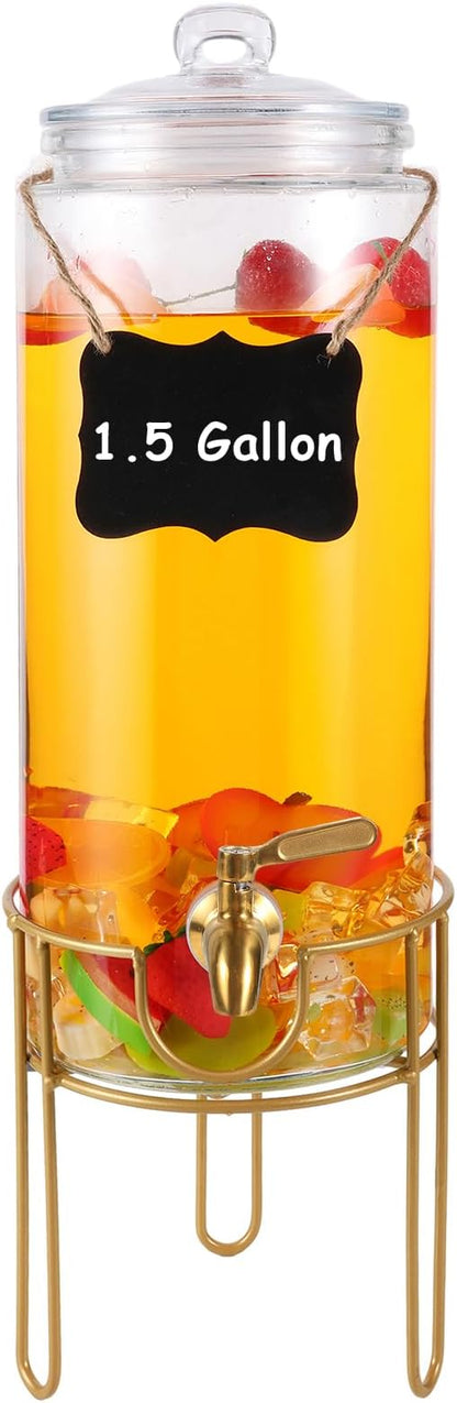 1.5 Gallon Drink dispenser, Glass Beverage Dispenser
