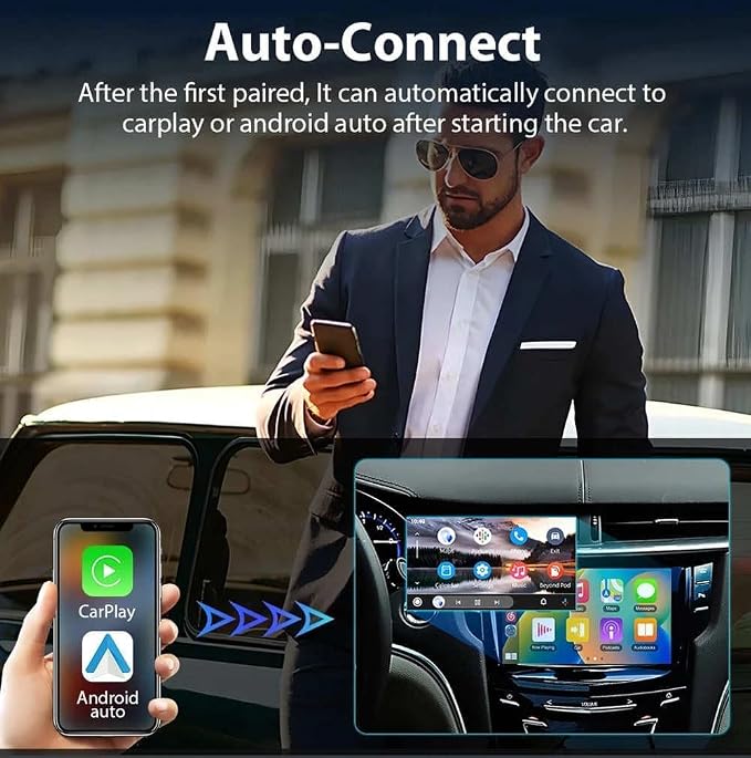 Wireless CarPlay Adapter 2-in-1 for MG RX5 2017 2018 2019 2020 2021 2022 2023 2024 2025, USB Design Plug and Play Bluetooth Fast Connection Car Accessories,A