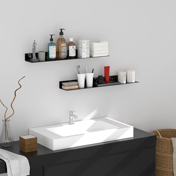 36 Inches Acrylic Long Wall Shelf Set of 2, Floating Shelf
