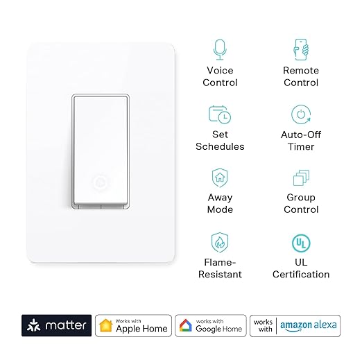 Kasa Matter Smart Light Switch: Voice Control w/Siri, Alexa & Google Assistant