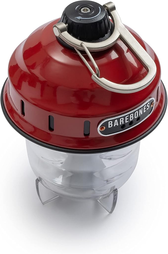 Barebones Beacon Hanging Light ??Red, Rechargeable LED Camping Lantern with Adjustable Brightness ??Weatherproof Vintage-Style Hanging Lantern for Outdoor Adventures and Year-Round Use