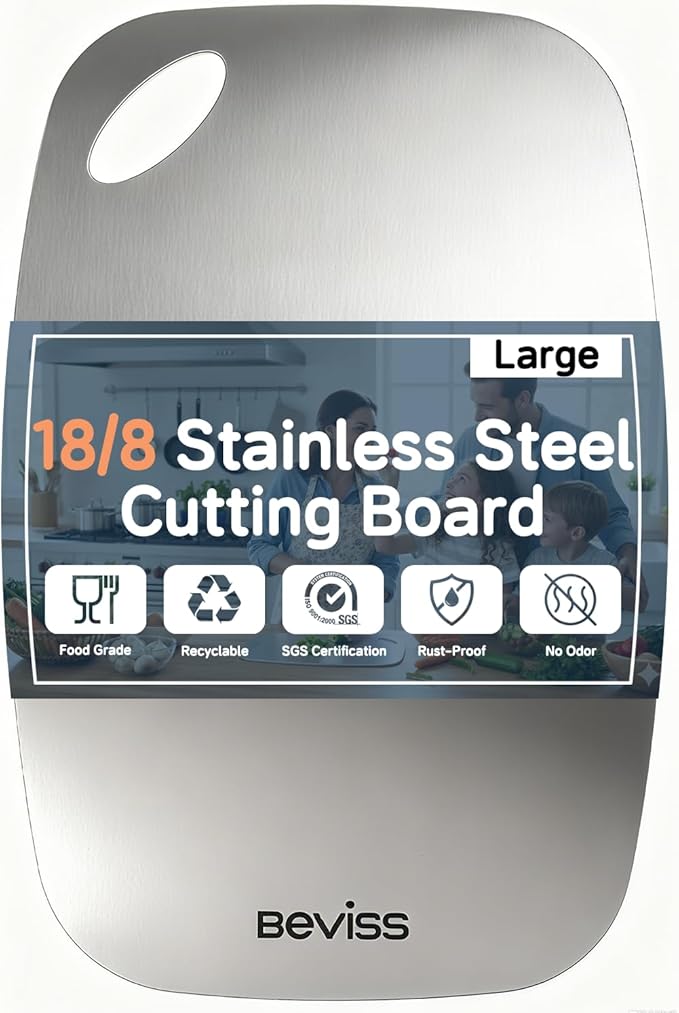 Cutting Board Non-Toxic, 304 Stainless Steel Cutting Board Double Sided