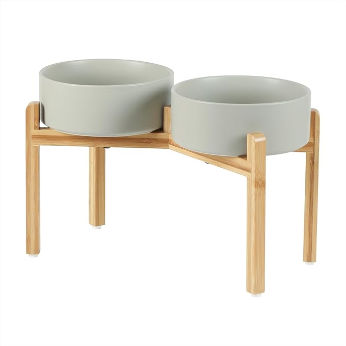 Ceramic Raised Double Bowls Set