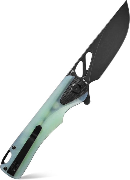 Sitivien ST165 Folding Knife,K110 Steel Blade with G10 Handle EDC Tool Knife Pocket Knife for Outdoor Camping,Hiking,Fishing(Jade)