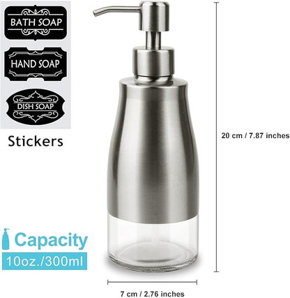 AUMIO Dish Soap Dispenser with Stickers, Kitchen Soap Dispensers Brushed Nickel