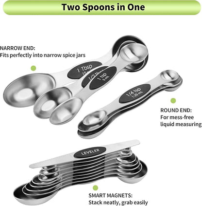 Magnetic Measuring Spoons Set Stainless Steel