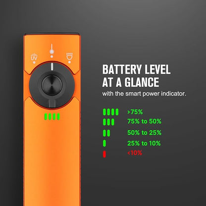 OLIGHT Arkfeld Pro Rechargeable EDC Flat Flashlight with Green Beam, UV and White LED Combo, 1300 Lumens Portable Pocket Lights, Triple Sources for Outdoors Emergency Working (Orange CW)