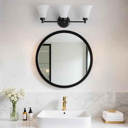 LOUSACE 3 Light Bathroom Vanity Light Matte Black Bathroom Lighting Fixtures